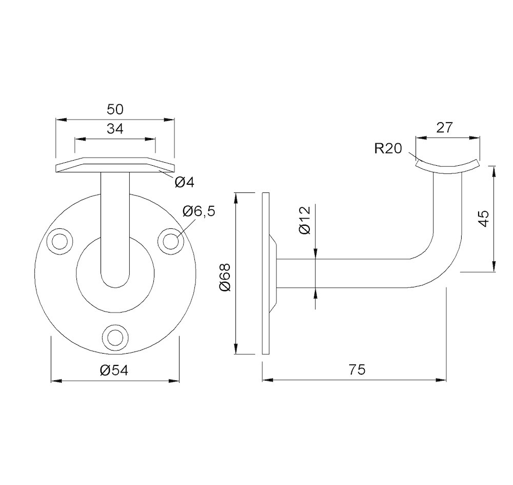 KWS Handlaufstütze 4602, Edelstahl