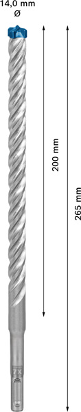 BOSCH EXPERT SDS plus-7X Hammerbohrer, 14 x 200 x 265 mm. Für Bohrhämmer