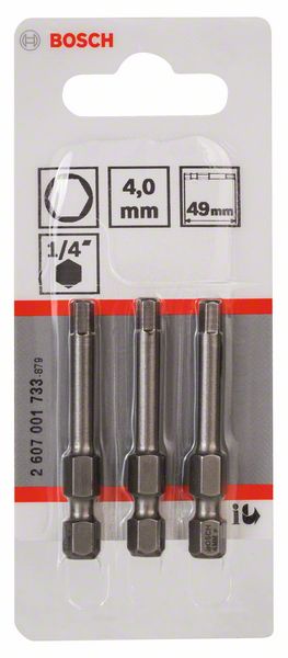 BOSCH Schrauberbit Extra-Hart HEX 4, 49 mm, 3er-Pack