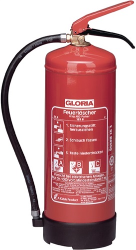 GLORIA Dauerdruck-Pulverfeuerlöscher PD 12 G A 12kg Brandkl.55 A 233 B C m.Wandh.GLORIA