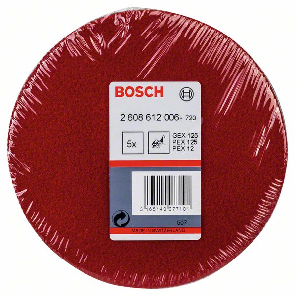 BOSCH Polierfilz für Exzenterschleifer, weich, Klett, 128 mm, 5er-Pack