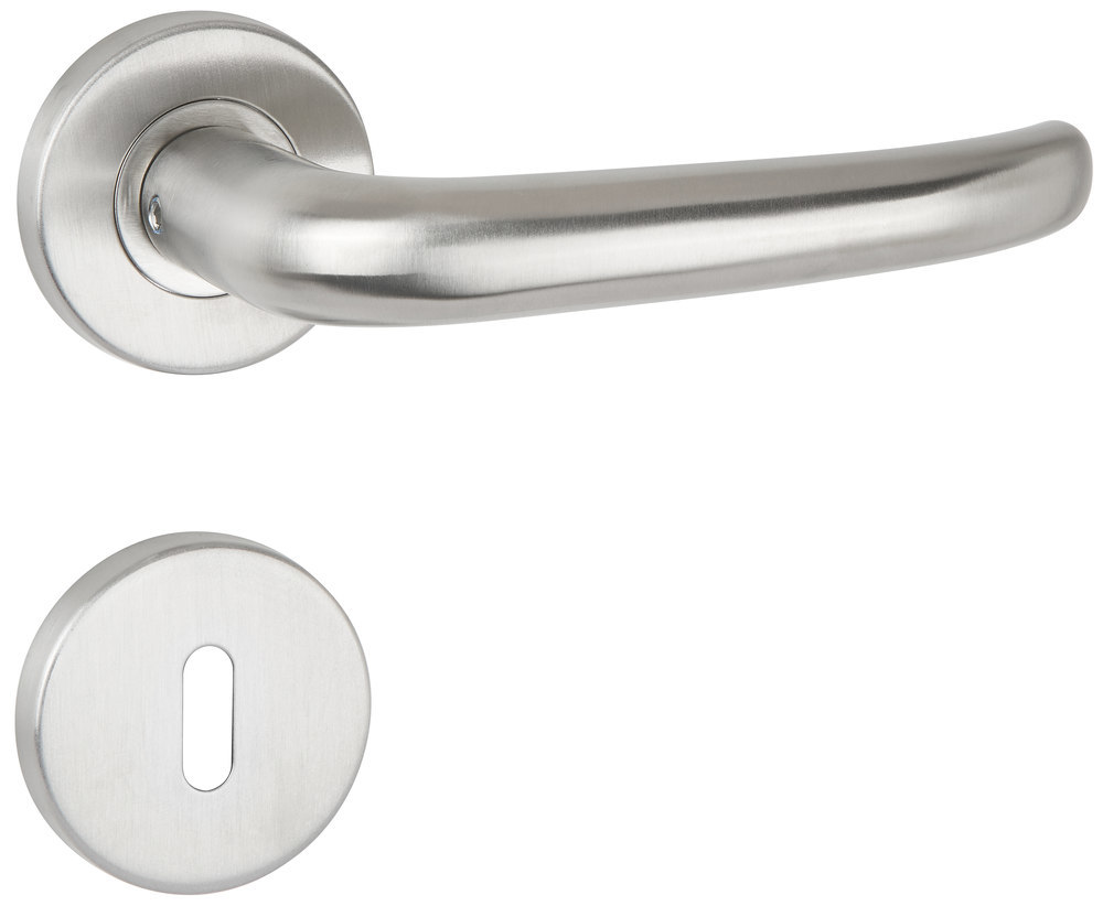 HERMAT Drückergarnitur mit Rosetten BASIC 06 1806/2073.M, Klasse 4, Edelstahl