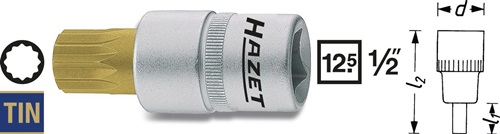 HAZET Steckschlüsseleinsatz 990-5 1/2 Zoll Innen-Vielzahn M5 L.52mm HAZET