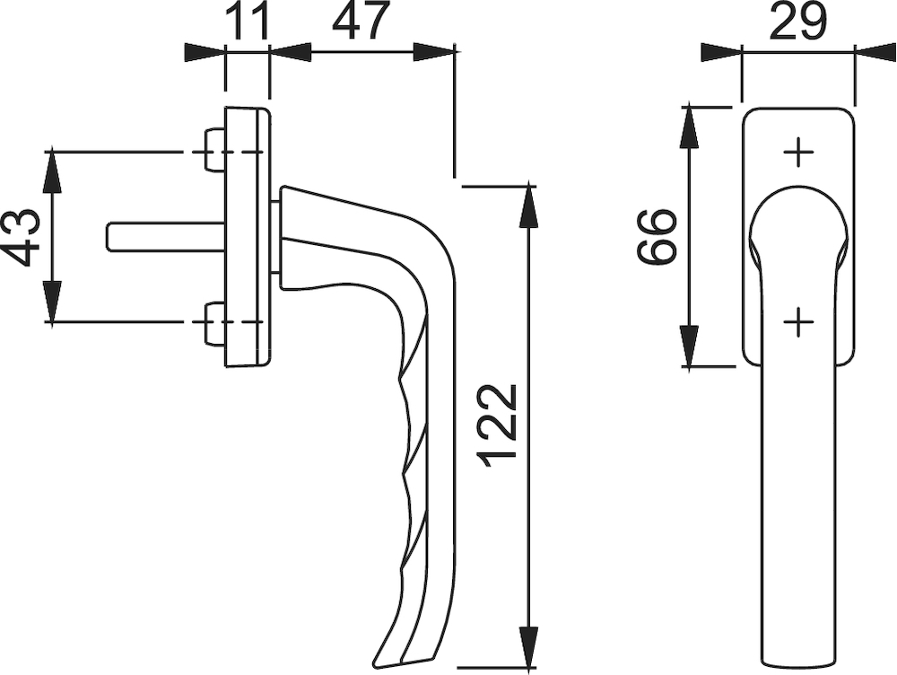 HOPPE® Fenstergriff Palermo 055/U34, mit Schrauben, Aluminium, 8122087 HOPPE® Fenstergriff Palermo 055/U34, mit Schrauben, Aluminium, 8122087