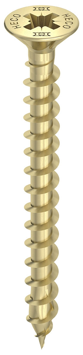 HECO TOPIX-plus 5,0 x 45, Senkkopf mit Frästaschen, Pozi-Drive, Variables Vollgewinde, verzinkt gelb, A3L