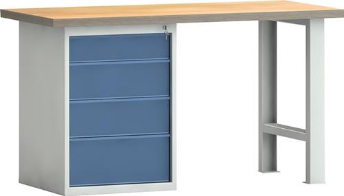 KLW Werkbank PW 700 B2000xT700xH840mm Buche Multiplex lichtgrau/blau 4 Schubl.