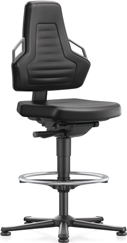 BIMOS Arbeitsdrehstuhl Nexxit Bodengleiter+Fußring Grifffarbe grau Supertec-Gewebe