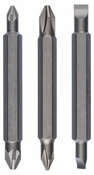 BOSCH Doppelklingenbit-Set, 3-teilig, PH1, PZ1, S 0,6x4,5, PH2, PZ2, S1,0x5,5, 60 mm