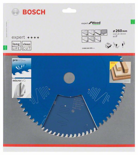 BOSCH Kreissägeblatt Expert for Wood, 260 x 30 x 2,8 mm, 80