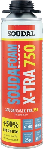 SOUDAL 1K-Pistolenschaum SOUDAFOAM X-TRA 750 500 ml B2 grau o.Einw.-Handsch.