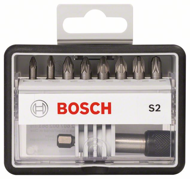 BOSCH Schrauberbit-Set Robust Line S Extra-Hart, 8 + 1-teilig, 25 mm, PZ