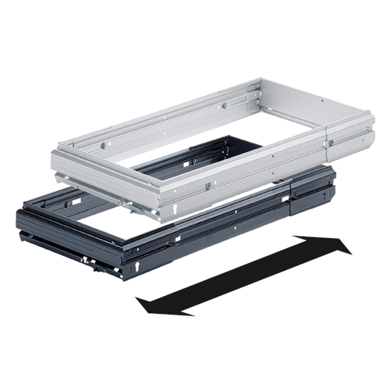 HETTICH Stufenlos breitenverstellbarer Hängeregistraturrahmen Systema Top 2000, 368 - 540, Aluminium Optik, 9011421