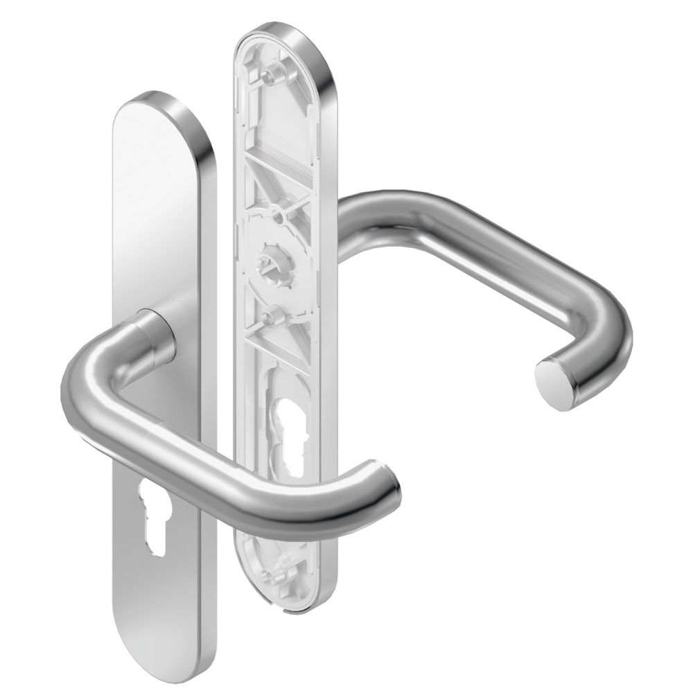 BKS FH Drückergarnitur RONDO H1.0 mit Langschild B-72020, oval, RAL 9016
