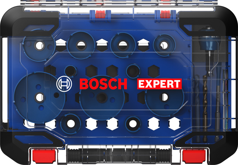BOSCH EXPERT Construction Material Lochsäge-Set 20/22/25/32/35/40/44/51/60/68/76 mm, 15-tlg.. Für Dreh- und Schlagbohrer