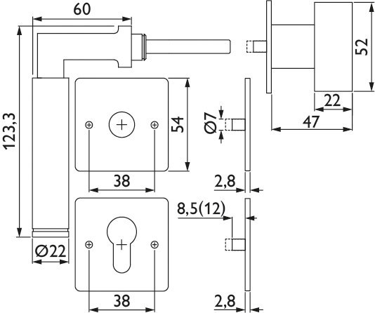 HERMAT Wechselgarnitur mit Rosetten INFINITY 1831/2611.FL/3127/K, Edelstahl