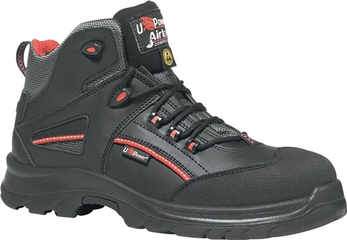 U-POWER Sicherheitsstiefel Teak Gr.42 schwarz/rot Leder S3 SRC ESD EN20345