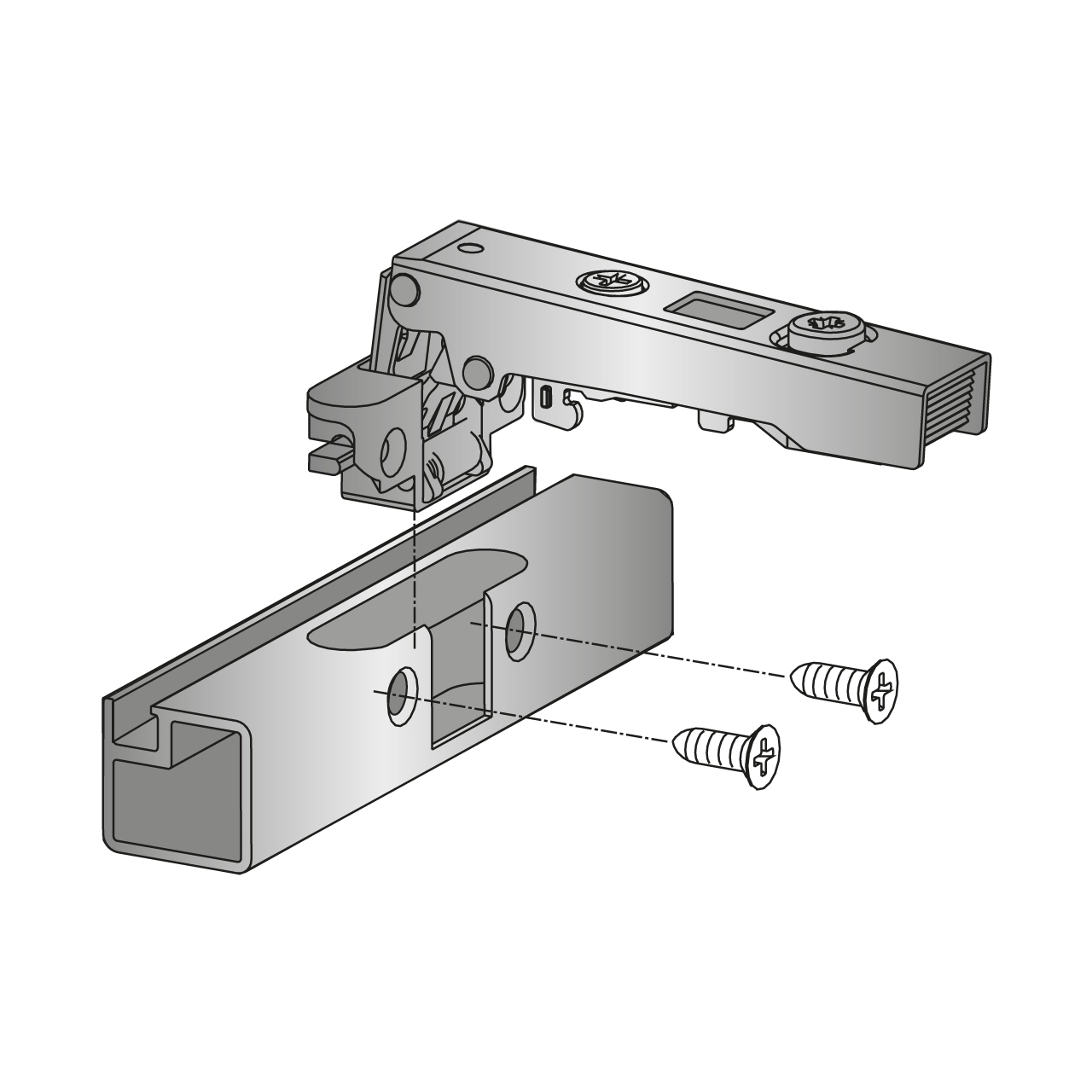 HETTICH Intermat Alurahmenscharnier (Intermat 9936 Alu), einliegend, zum Anschrauben, 77729