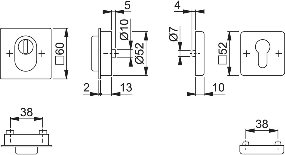 HOPPE® Schutz-Schlüsselrosette E75ZNSB-ZA/52S, Edelstahl, 11827045