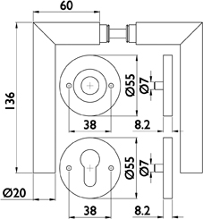 aptec Drückergarnitur mit Rosetten BASIC 02 1802.KL/2073 MI, Edelstahl