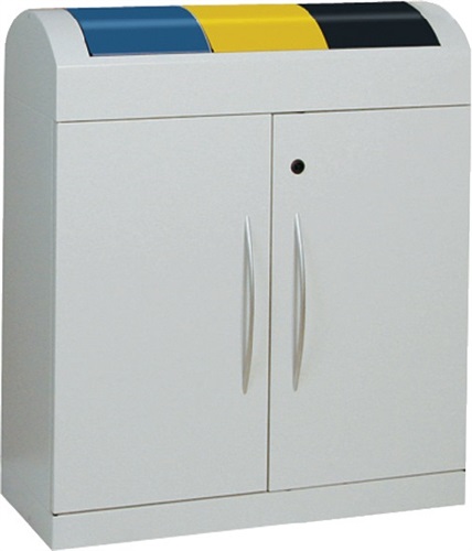 STUMPF Wertstoffsammler H975xB860xT320mm Inh.3 x 45l lichtgrau Klappen farbig