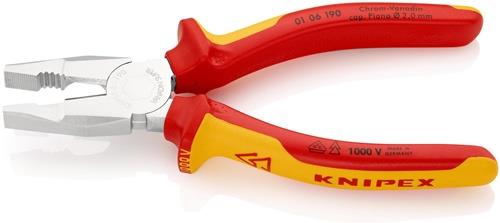 KNIPEX Kombizange L.190mm verchr.Mehrkomp.-Hüllen VDE KNIPEX