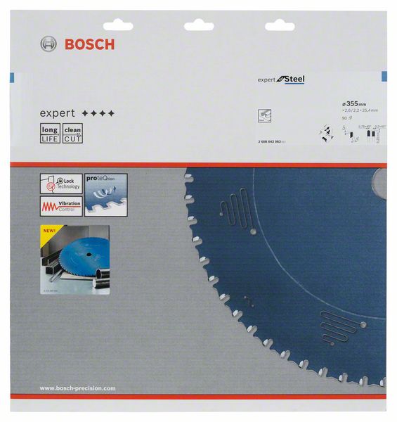 BOSCH Kreissägeblatt Expert for Steel, 355 x 25,4 x 2,6 mm, 90