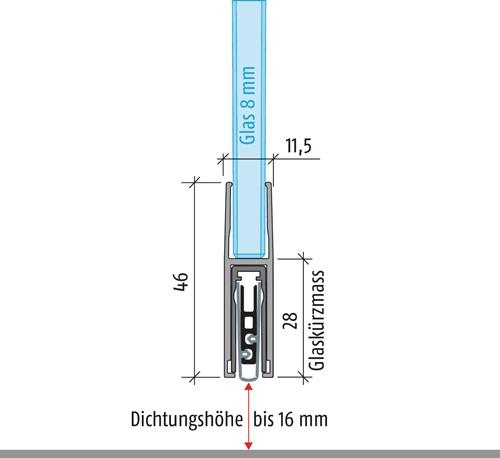 PLANET Türdichtung KG-F8 schmal 1-s.L.834mm Alu.silberf.GLT PLANET