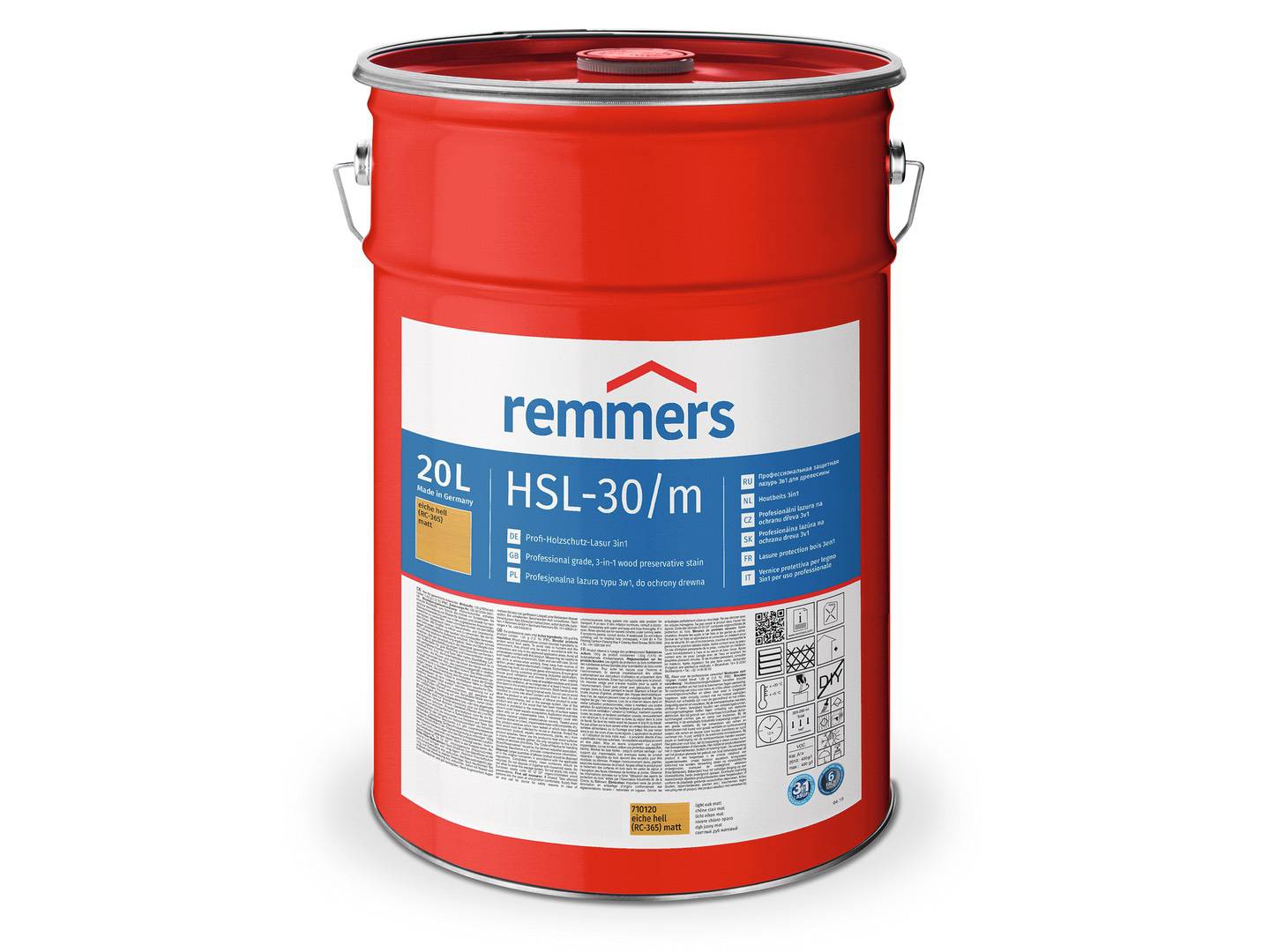 REMMERS HSL-30/m-Profi-Holzschutz-Lasur 3in1 eiche rustikal (RC-360) matt 20 l