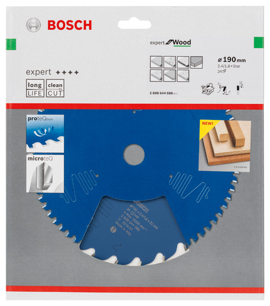 BOSCH Kreissägeblatt Expert for Wood, 190 x 2,4 mm, 24