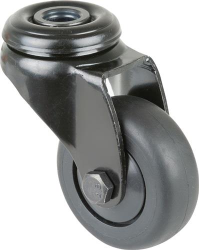 BS ROLLEN Lenkrolle D.50mm Trgf.50kg m.Rückenloch Ku.Kugell.Gum.schwarz BS ROLLEN