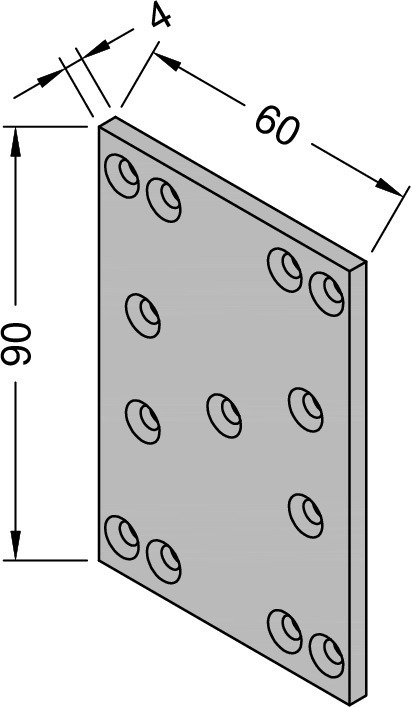 GUTMANN Schwellenhalter SH 60-1, Aluminium, 60 mm x 90 mm x 4 mm