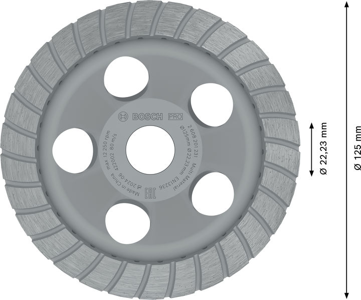 BOSCH Diamanttopfscheibe Best for Universal Turbo, 125 x 22,23 x 5 mm, gelb