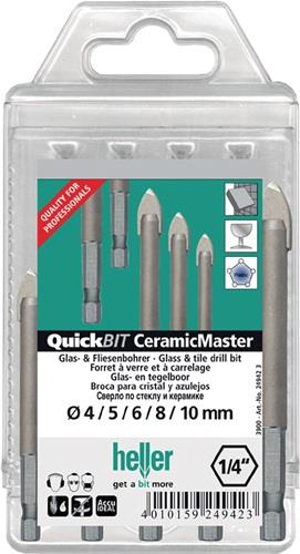 HELLER Bohrersatz QuickBit® Ceramik Master 5-tlg.D.4,5,6,8,10mm Schaft 6 kant HELLER