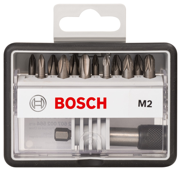 BOSCH Schrauberbit-Set Robust Line M Extra-Hart, 12 + 1-teilig, 25mm, PH, PZ