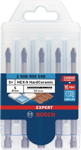 BOSCH Keramikbohrersatz Expert HardCeramic HEX-9 5-tlg.5mm Schaft 6-kant BOSCH