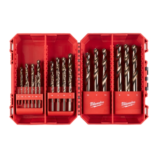 MILWAUKEE 25-tlg. Set in PACKOUT kompatibler Kassette HSS-G RED COBALT Metallbohrer HSS-G Co