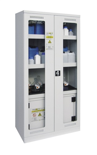 LACONT Chemikalien- u.Giftschrank H1950xB950xT500mm Flügeltüren 2(Glastüren) 60min.FS