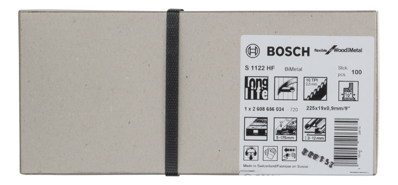 BOSCH Säbelsägeblatt S 1122 HF, Flexible for Wood and Metal, 100er-Pack