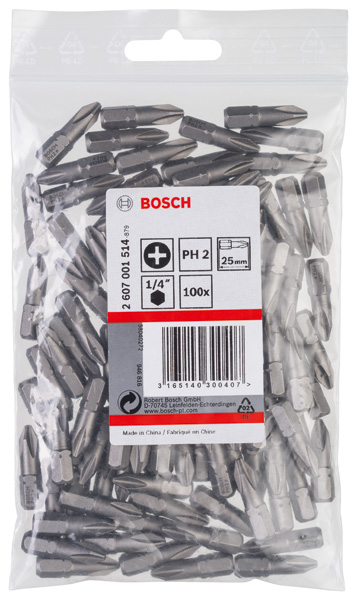 BOSCH Schrauberbit Extra-Hart PH 2, 25 mm, 100er-Pack