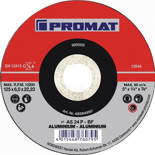 PROMAT Schruppscheibe D125xS6mm gekr.Alu.Bohr.22,23mm PROMAT