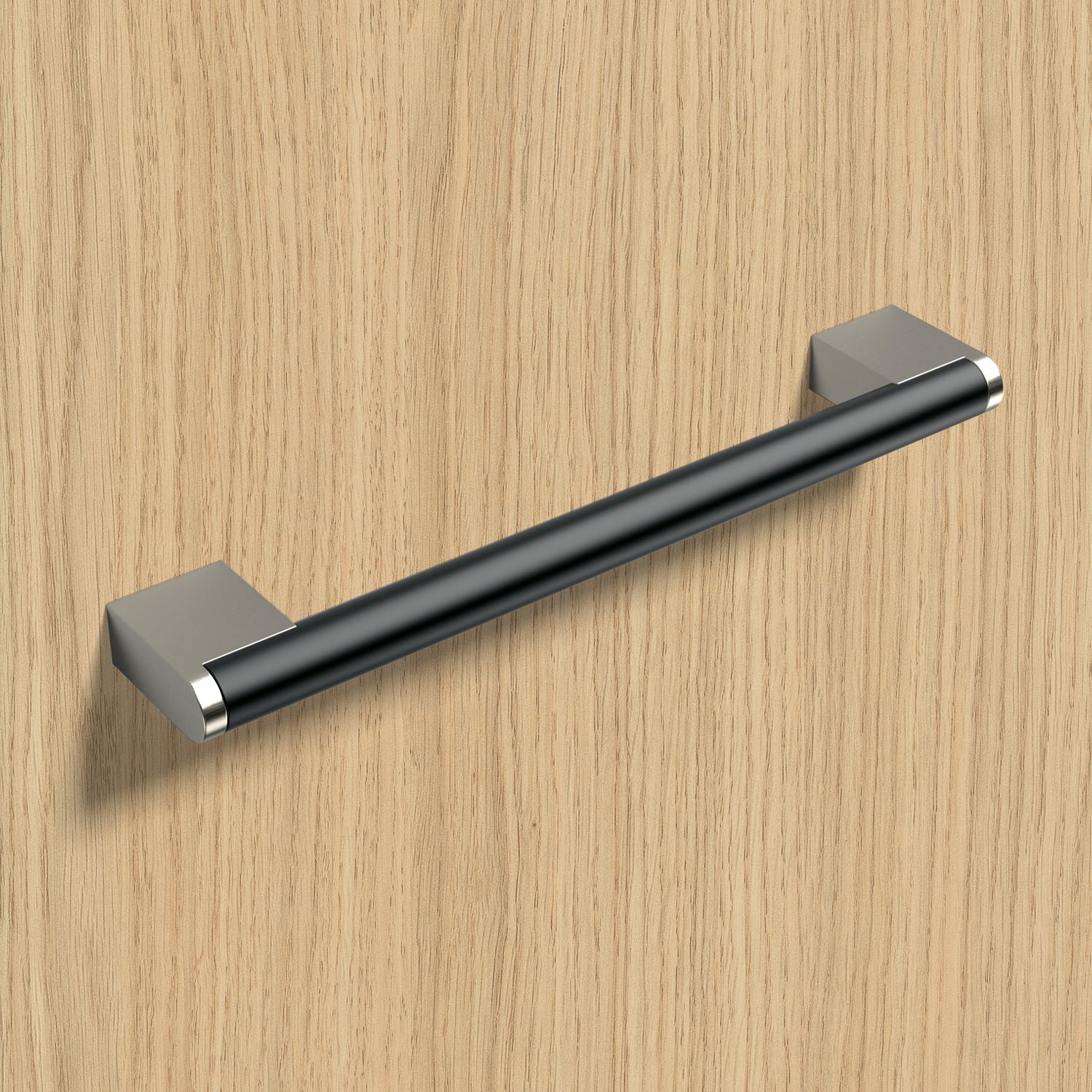 HETTICH Griff Brema, •–• 224, L 236 mm, B 14 mm, H 35 mm, Schwarz matt / Edelstahl Optik gebürstet, 9264078 HETTICH Griff Brema, •–• 224, L 236 mm, B 14 mm, H 35 mm, Schwarz matt / Edelstahl Optik gebürstet, 9264078