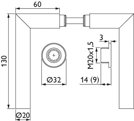 HERMAT Drückergarnitur ohne Schlüsselrosette BASIC 02 1802/2402.KF, Messing