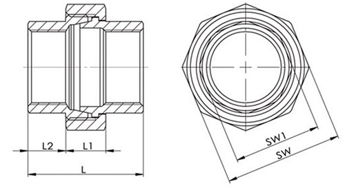 SPRINGER Verschraubung I/I kon.NPS=1 1/4 Zoll L 50mm L1=17mm L2=16,5mm SPRINGER