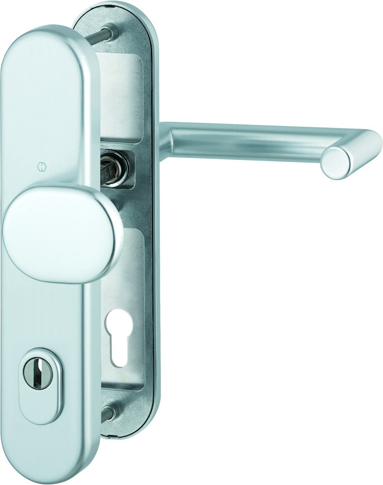 HOPPE® FH Schutz-Wechselgarnitur mit Langschild Rotterdam FS-86G/3332ZA/3310/1401F, Aluminium, 11625825