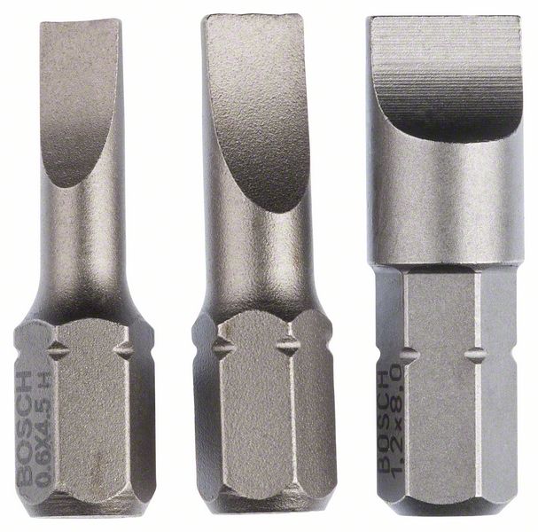 BOSCH Schrauberbit-Set Extra-Hart (S), 3-teilig, 25 mm, S0,6x4,5, S0,8x5,5, S1,2x8,0