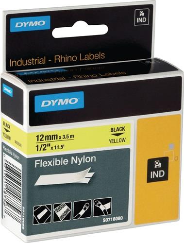 DYMO Schriftband Band-B.12mm Band-L.3,5m flexibles Nylonband schwarz auf gelb DYMO