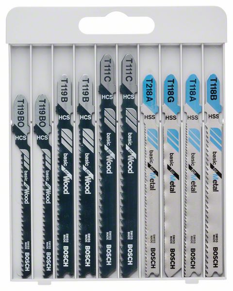 BOSCH Stichsägeblatt-Set Basic for Wood and Metal, 10-teilig