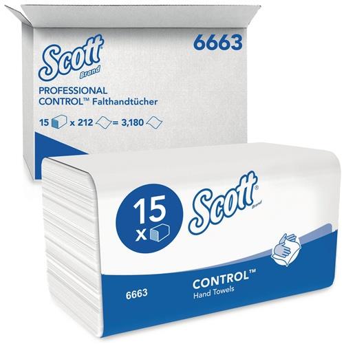 KIMBERLY-CLARK Handtuch Scott® 6663 1-lagig,geprägt weiß L.ca.315 mmxB.ca.215mm 3180 Tücher/VE