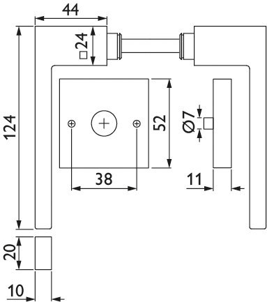HERMAT Drückergarnitur ohne Schlüsselrosetten WEST 1682.L/2011.KD, Edelstahl
