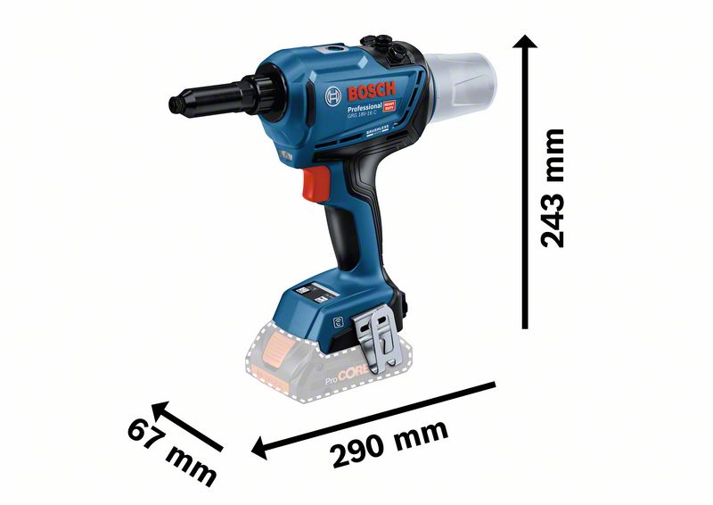 BOSCH Akku-Nietpistole GRG 18V-16 C: 2 Akkus ProCORE18V 4,0Ah, L-BOXX